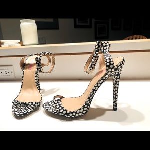 JustFab People Watch Polka Dot High Heel Sandals
